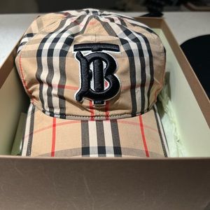 Burberry Monogram Motif Vintage Check Cotton Baseball Cap